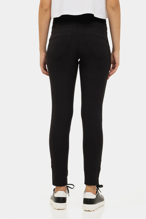 Dopasowane czarne ciążowe spodnie z elastycznej tkaniny
