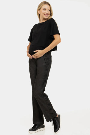 Miękki crop top ciążowy z modalu – czarny