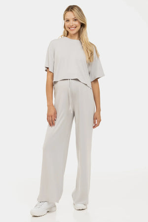 Miękki crop top ciążowy z modalu – jasnoszary