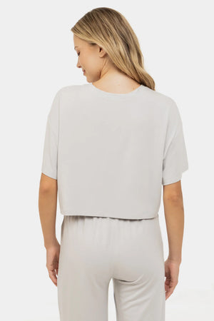 Miękki crop top ciążowy z modalu – jasnoszary