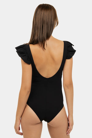 Czarny strój kąpielowy ciążowy i do karmienia z rękawami motylkami
