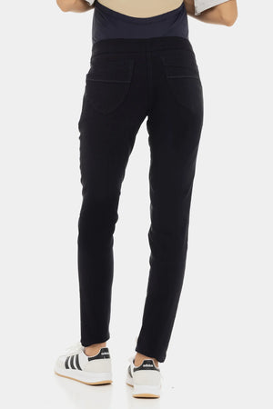 Dopasowane granatowe ciążowe spodnie z elastycznej tkaniny
