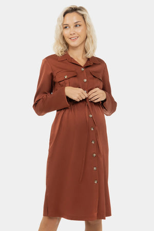 Satynowa sukienka koszulowa ciążowa i do karmienia