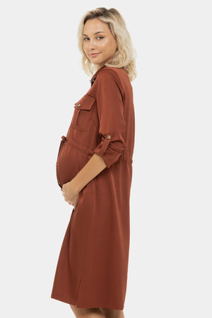 Satynowa sukienka koszulowa ciążowa i do karmienia