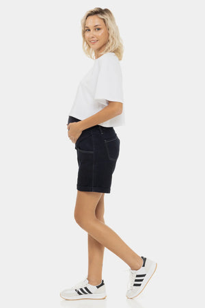 Bawełniany crop top ciążowy – biały