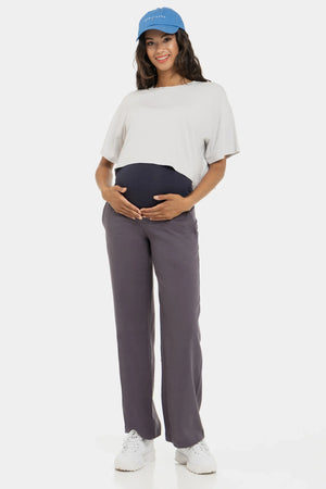 Bawełniany crop top ciążowy – biały