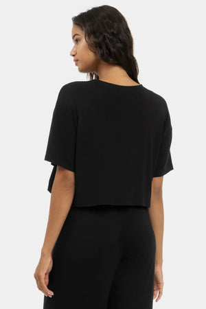 Miękki crop top ciążowy z modalu – czarny