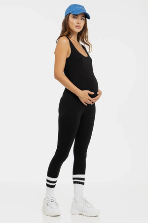 Bawełniany podwójny kombinezon ciążowy – czarny