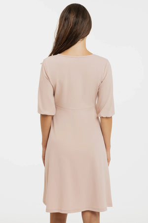 Sukienka ciążowa i do karmienia z ozdobnym węzłem – pudrowy róż