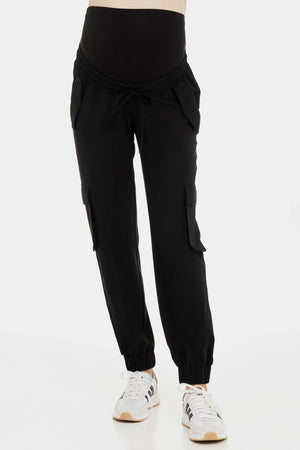 Czarne spodnie cargo ciążowe