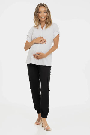 Bawełniana koszula ciążowa i do karmienia - ecru