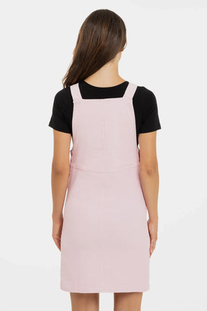 Bawełniana sukienka ciążowa i do karmienia na ramiączkach – różowa