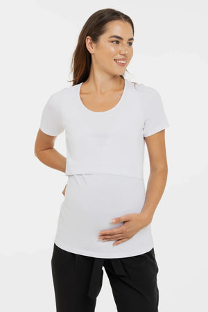 Bawełniana koszulka ciążowa i do karmienia - biały