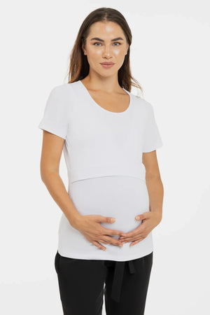 Bawełniana koszulka ciążowa i do karmienia - biały