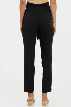 Szerokie czarne spodnie ciążowe z paskiem