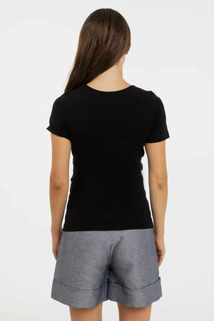 Bawełniana koszulka ciążowa i do karmienia - czarna