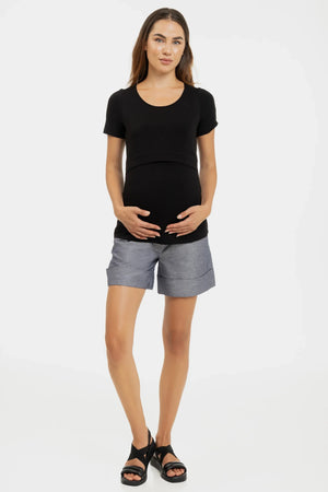 Bawełniane krótkie spodnie ciążowe we wzóry