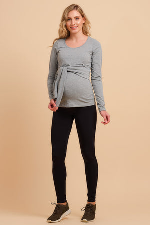 Szara bluza ciążowa i do karmienia z paskiem