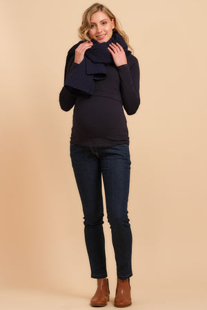 Bawełniana bluzka ciążowa i do karmienia w kolorze granatowym