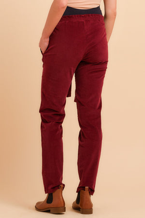 Bordowe dżinsowe spodnie ciążowe