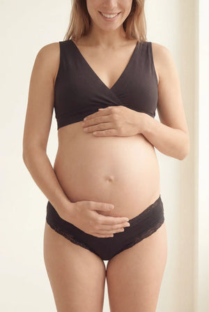 Bawełniane figi ciążowe z koronką