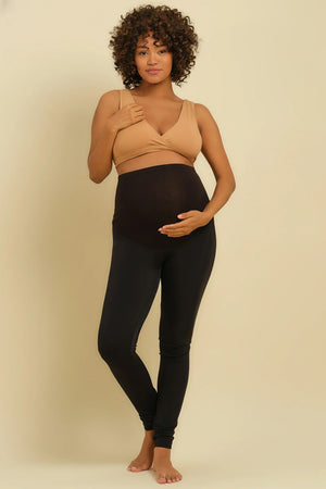 Czarne legginsy ciążowe