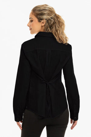 Bawełniana koszula 2 w 1 ciążowa i do karmienia – czarna