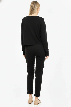 Bawełniane elastyczne spodnie ciążowe - czarne