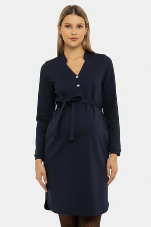 Elastyczna granatowa sukienka ciążowa i do karmienia