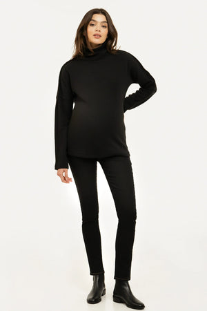 Elastyczne jeansy ciążowe ze zdejmowanym pasem