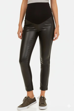 Ciążowe legginsy z imitacją skóry