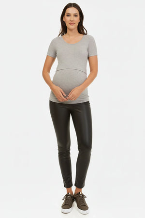 Ciążowe legginsy z imitacją skóry