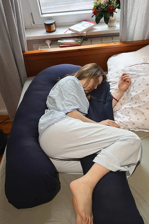 Poduszka ciążowa i do karmienia 3 w 1 – granatowa