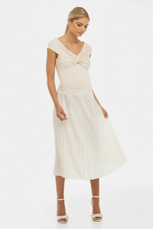 Plisowana satynowa spódnica ciążowa - kremowa