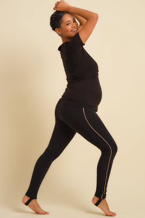 Legginsy ciążowe ze złotymi akcentami