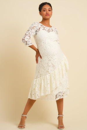 Oficjalna sukienka ciążowa z koronki  - ecru