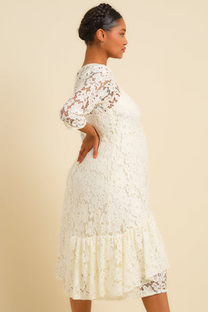 Oficjalna sukienka ciążowa z koronki  - ecru