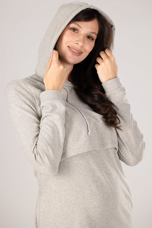 Długa bawełniana sukienka ciążowa i do karmienia