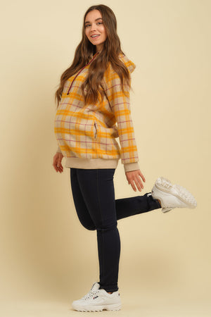 Sweter ciążowy i do karmienia w kratę - żółty