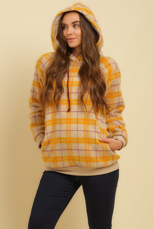 Sweter ciążowy i do karmienia w kratę - żółty
