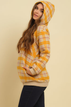 Sweter ciążowy i do karmienia w kratę - żółty