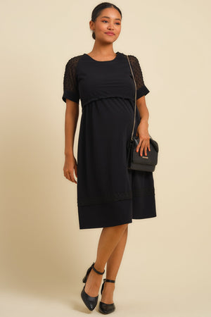 Sukienka ciążowa i do karmienia z rękawami w kropki