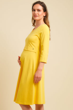 Sukienka ciążowa i do karmienia z bawełny - żółta