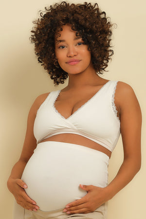 Bawełniany biustonosz ciążowy i do karmienia – ecru