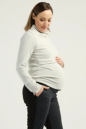 Bawełniany sweter ciążowy i do karmienia z golfem