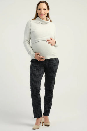Spodnie ciążowe z dzianiny z wzorem