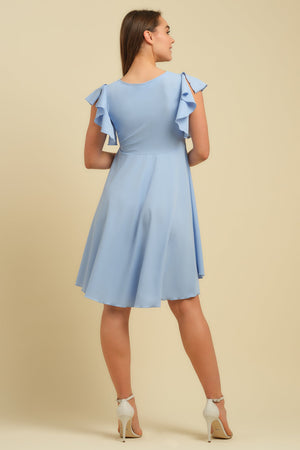 Zwiewna jasnoniebieska sukienka ciążowa i do karmienia