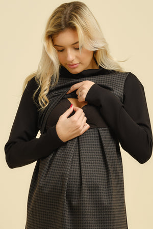 Sukienka ciążowa i do karmienia we wzór z golfem