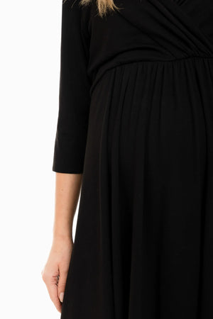Elegancka sukienka ciążowa i do karmienia – czarna