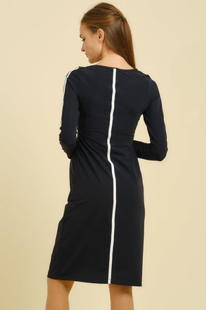 Sukienka ciążowa i do karmienia z paskami – granatowa